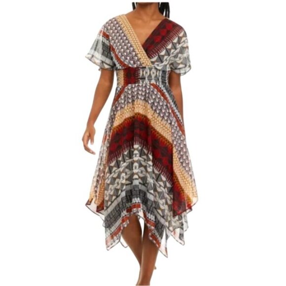 Chris McLaughlin Dresses & Skirts - NWT CHRIS McLAUGHLIN Boho Dress size 6 BROWN RED BLACK Fairy Art to Wear Summer